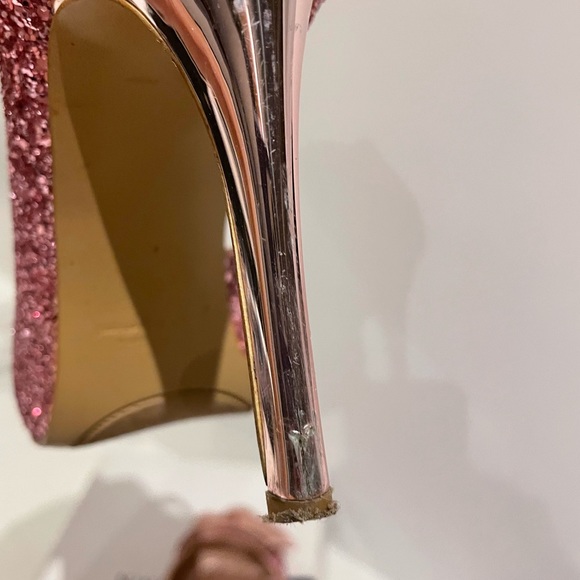 Nine West Pink sparkly peep toe heels with bow - Picture 4 of 16